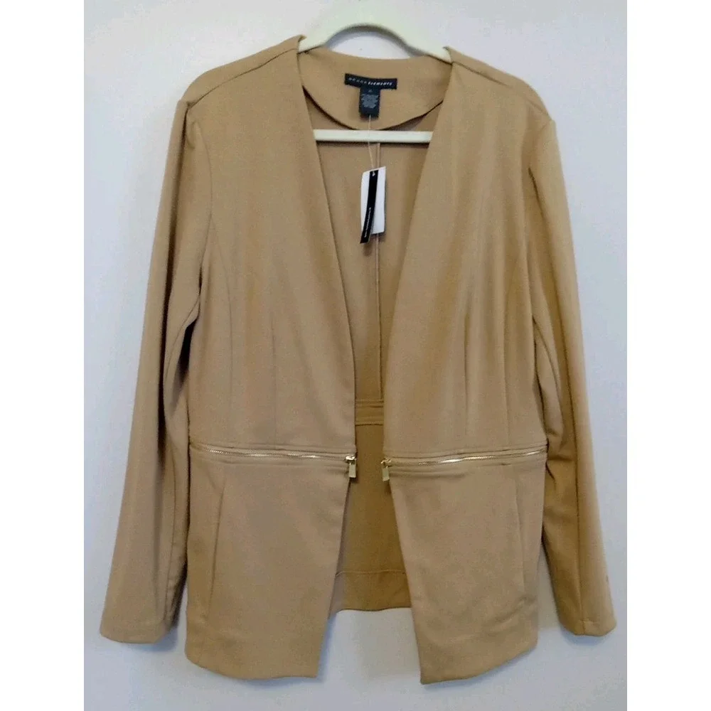 Grace Elements Heather Wheat Zip Design Longsleeve‎ Cardigan Jacket Size Xlarge